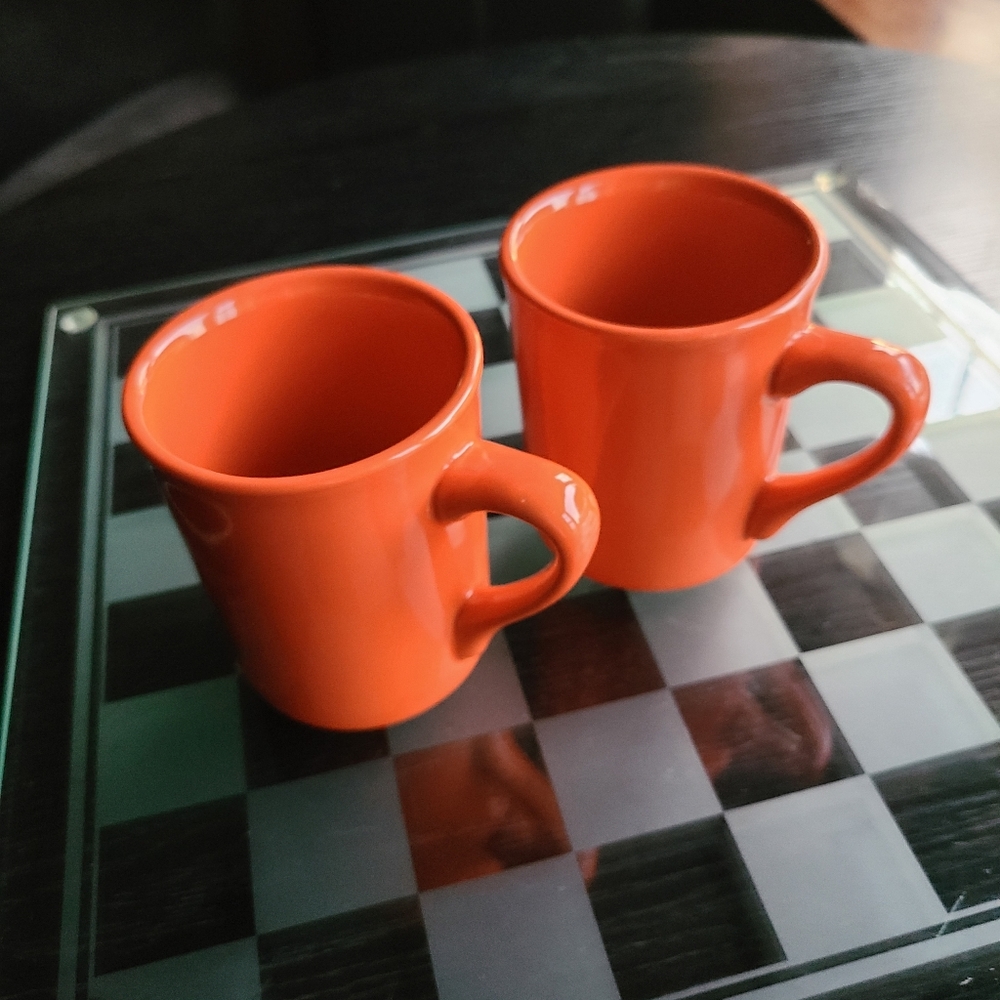 Orange Ceramic Coffee Mug Set Of 2